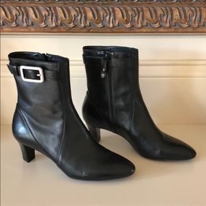 Cole Haan Black Leather Midi Boots w/Silver 6.5